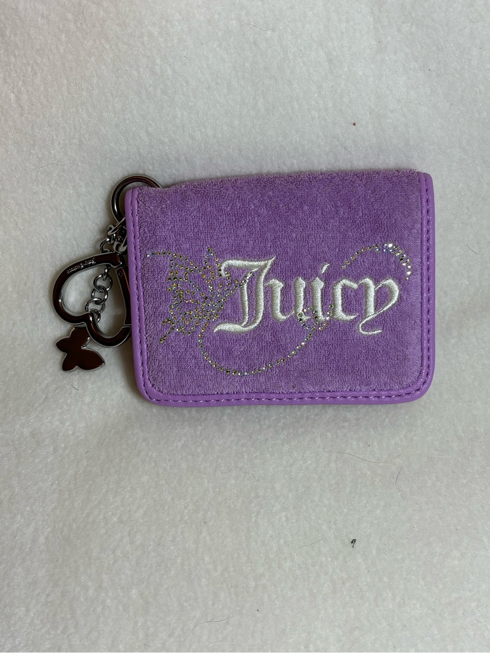 Juicy Couture Lavender Velvet Key & Card Holder with Charm